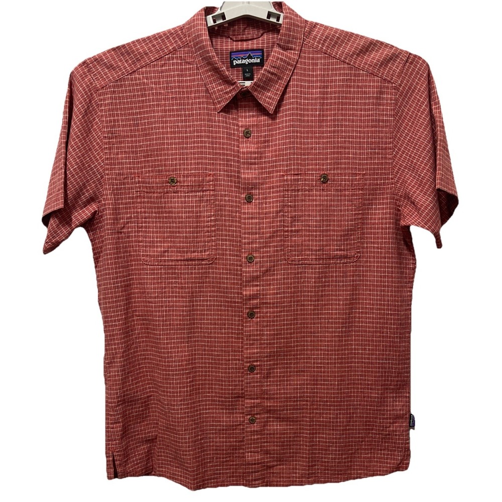 Patagonia Men's Short Sleeves Plaid Button Down Shirt Sz Large Casual Dress
